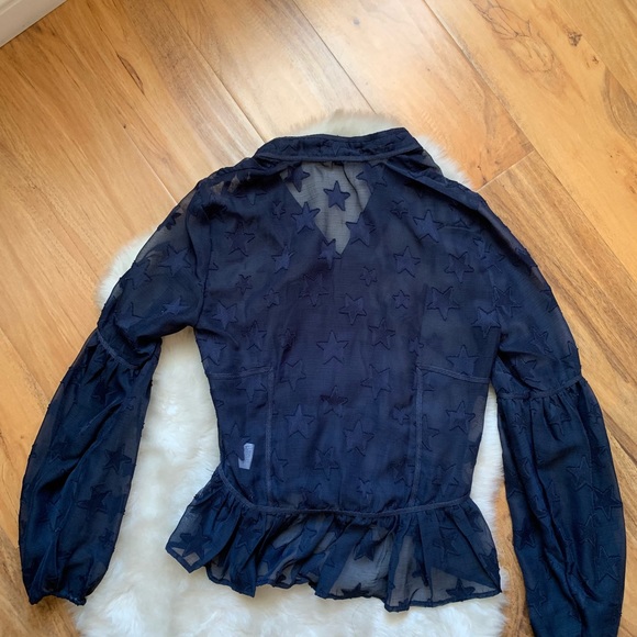 Romeo + Juliet Couture Blue Star Blouse Sz Small - Picture 5 of 7